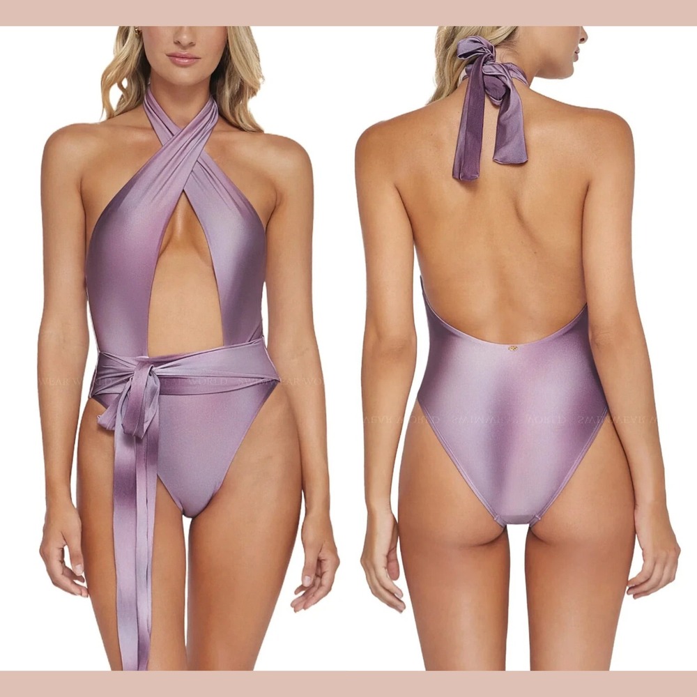 NWT $154 PQ Swim [ Medium ] Alex Convertible Tie One Piece Swimsuit Violet U1876